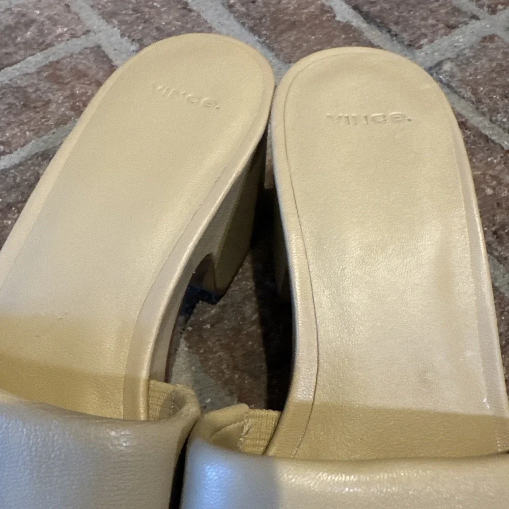 Vince Womens Margo Slip On‎ Chunky Platform Block Heel Sandal Size 8.5 Tan #175